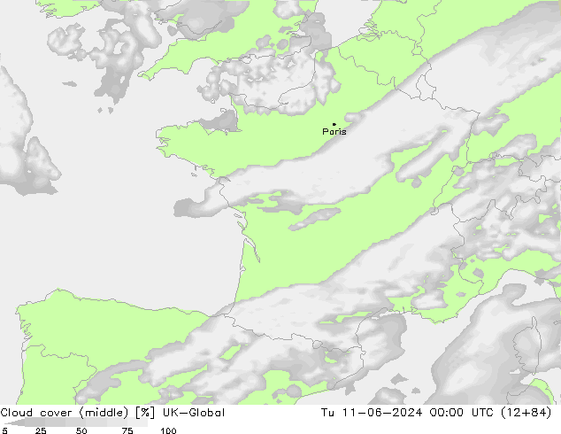Cloud cover (middle) UK-Global Tu 11.06.2024 00 UTC