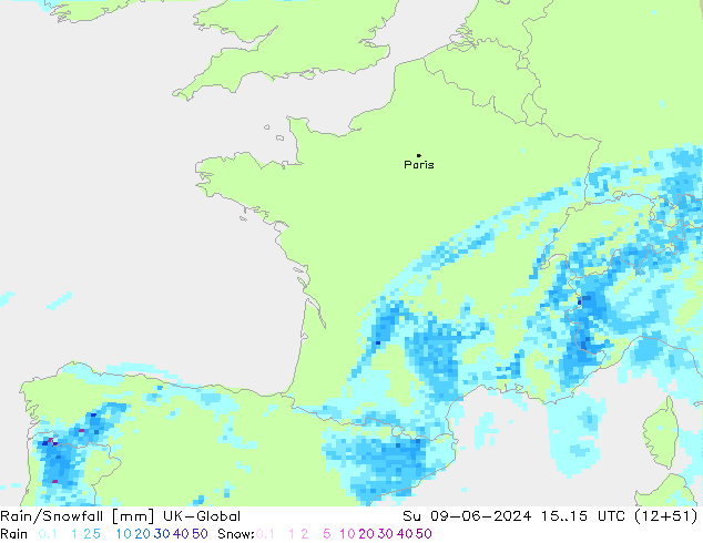 Rain/Snowfall UK-Global Su 09.06.2024 15 UTC