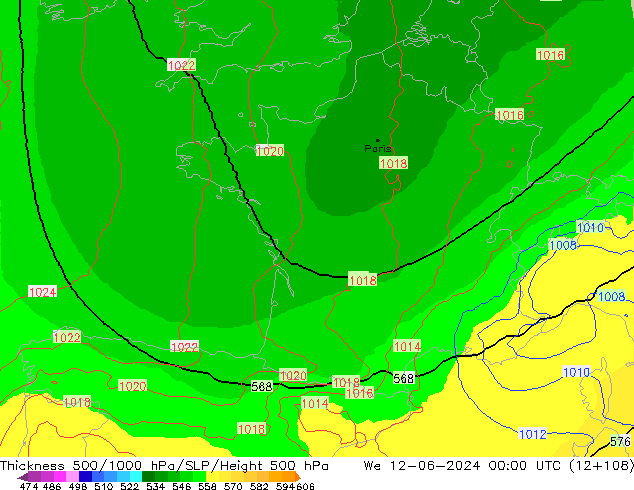 Thck 500-1000гПа UK-Global ср 12.06.2024 00 UTC