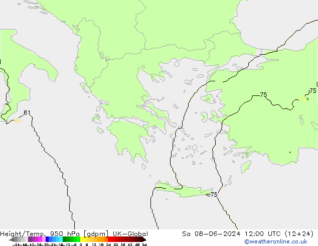 Height/Temp. 950 hPa UK-Global Sa 08.06.2024 12 UTC