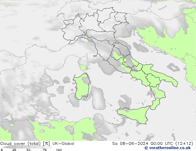 Cloud cover (total) UK-Global Sa 08.06.2024 00 UTC