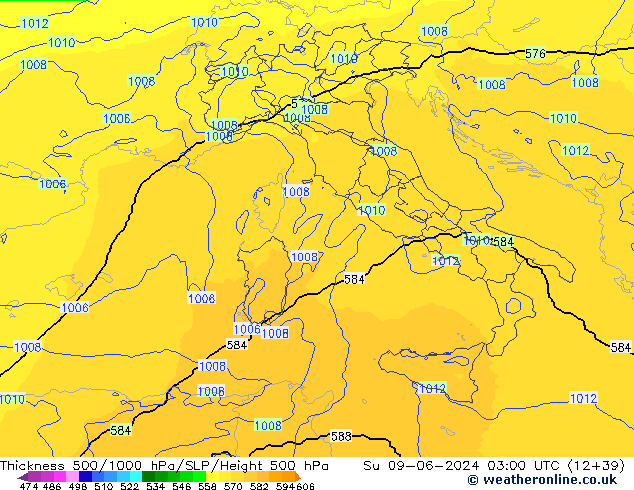 Thck 500-1000hPa UK-Global Su 09.06.2024 03 UTC