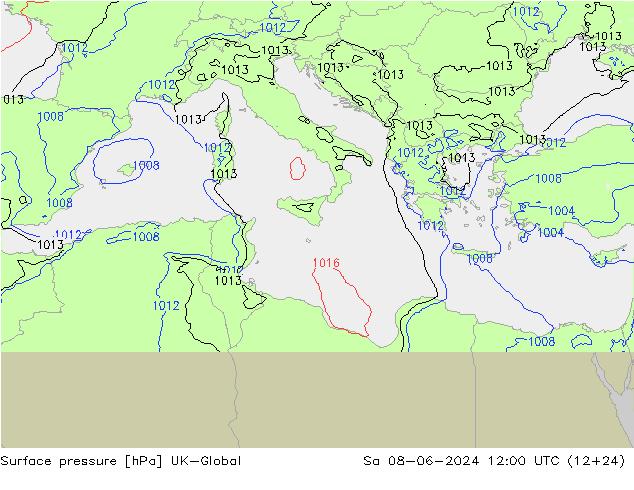 pression de l'air UK-Global sam 08.06.2024 12 UTC