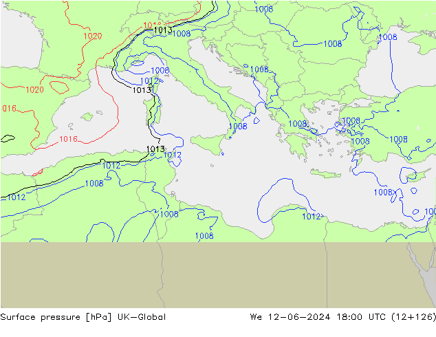 Yer basıncı UK-Global Çar 12.06.2024 18 UTC