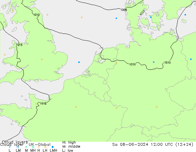 Cloud layer UK-Global  08.06.2024 12 UTC