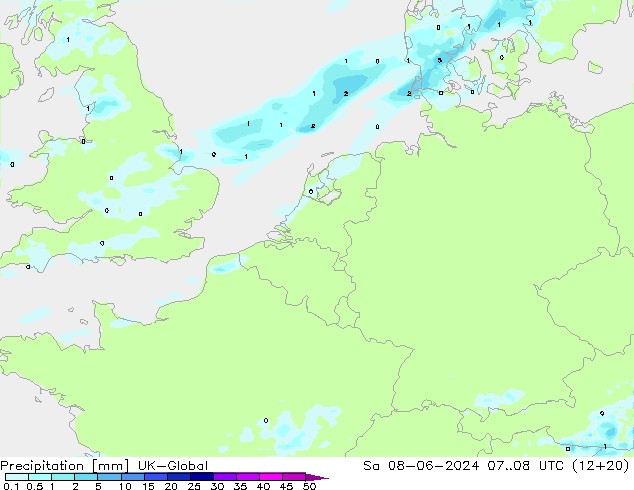 Niederschlag UK-Global Sa 08.06.2024 08 UTC