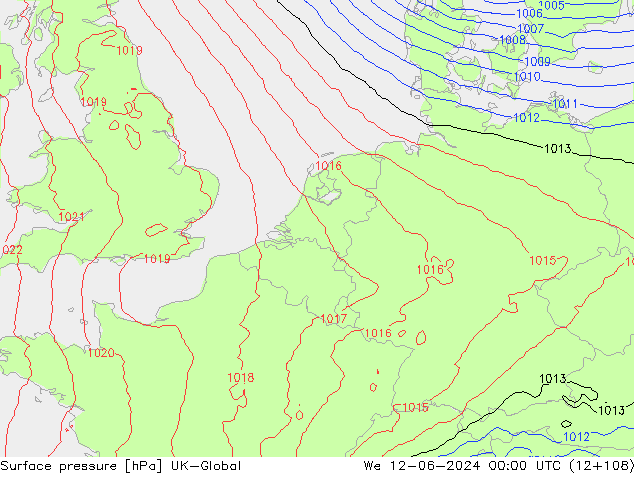 Luchtdruk (Grond) UK-Global wo 12.06.2024 00 UTC