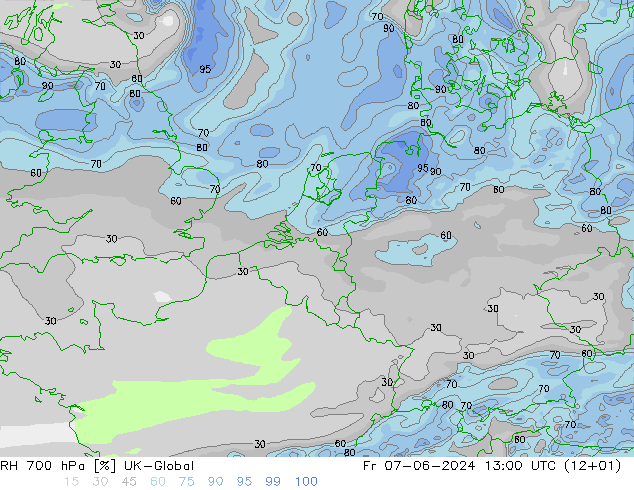 RH 700 hPa UK-Global Fr 07.06.2024 13 UTC