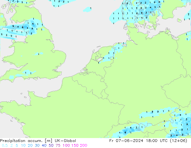 Precipitation accum. UK-Global Fr 07.06.2024 18 UTC