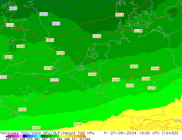 Thck 700-1000 hPa UK-Global Fr 07.06.2024 15 UTC