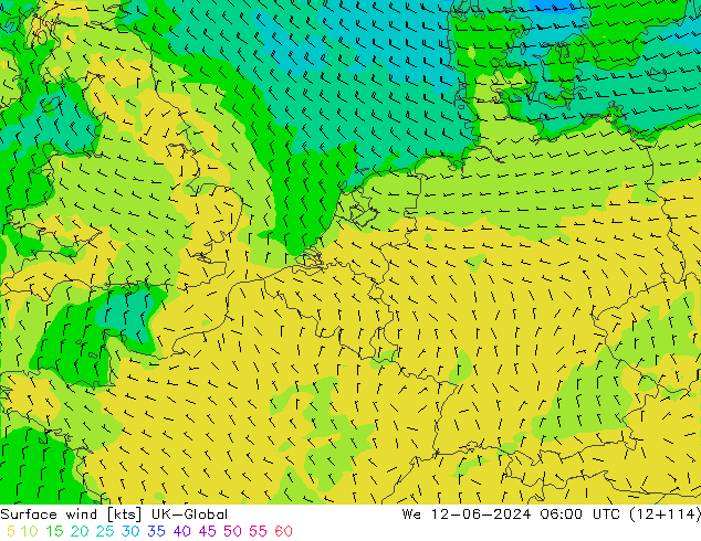 Rüzgar 10 m UK-Global Çar 12.06.2024 06 UTC