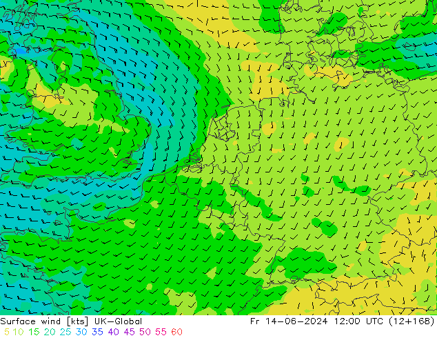 Rüzgar 10 m UK-Global Cu 14.06.2024 12 UTC