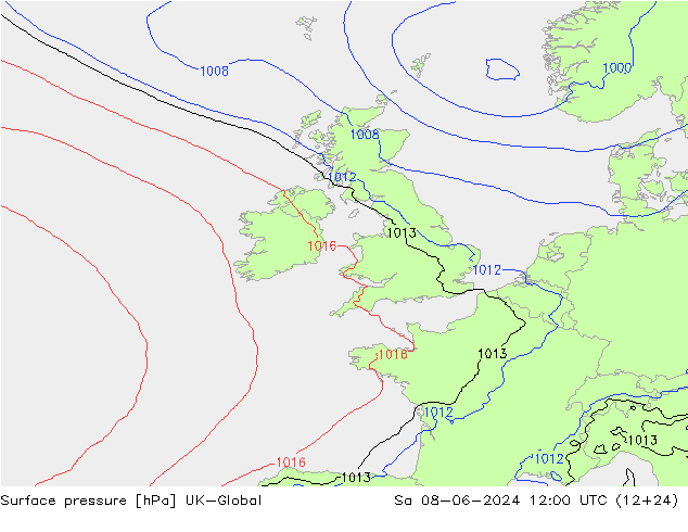 Atmosférický tlak UK-Global So 08.06.2024 12 UTC