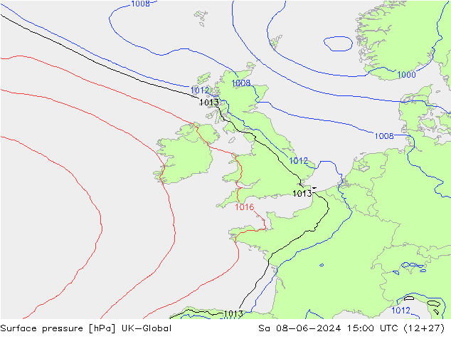 приземное давление UK-Global сб 08.06.2024 15 UTC
