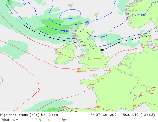 High wind areas UK-Global Fr 07.06.2024 15 UTC