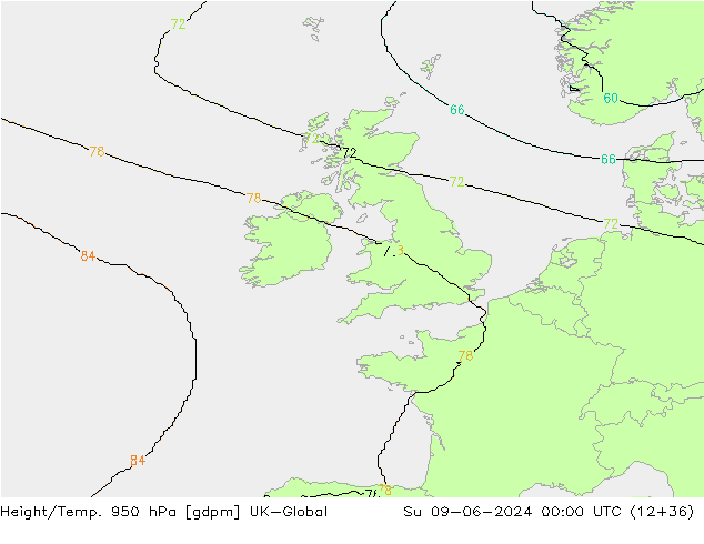 Height/Temp. 950 hPa UK-Global  09.06.2024 00 UTC