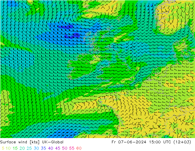 Surface wind UK-Global Fr 07.06.2024 15 UTC