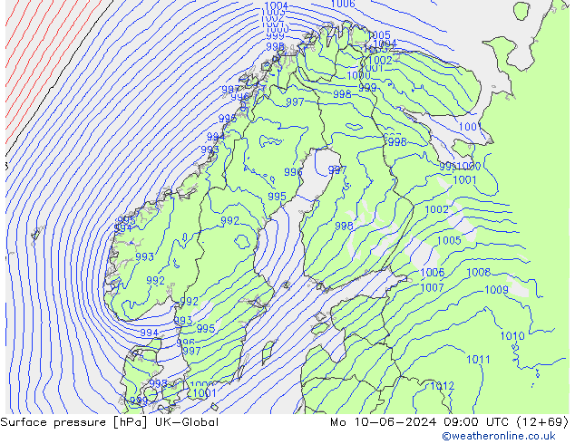 Luchtdruk (Grond) UK-Global ma 10.06.2024 09 UTC