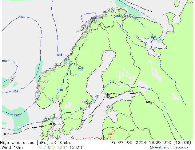 High wind areas UK-Global Fr 07.06.2024 18 UTC