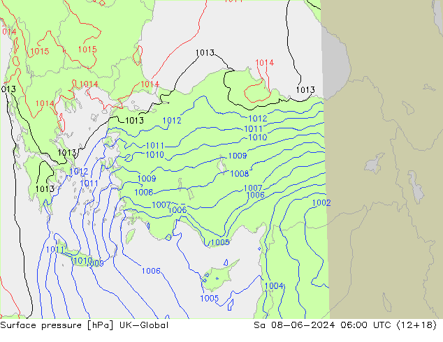 Luchtdruk (Grond) UK-Global za 08.06.2024 06 UTC