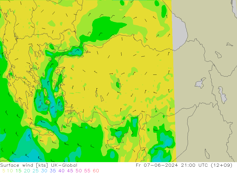 Surface wind UK-Global Fr 07.06.2024 21 UTC