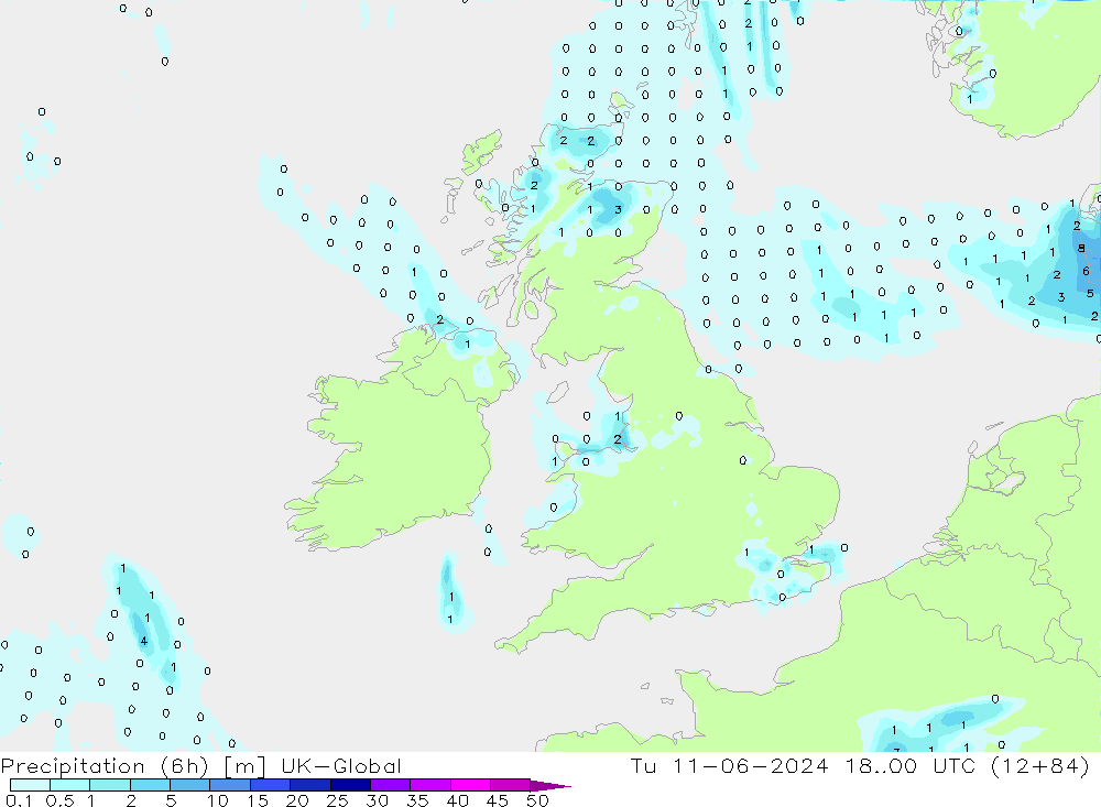 Precipitación (6h) UK-Global mar 11.06.2024 00 UTC