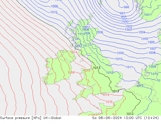 Surface pressure UK-Global Sa 08.06.2024 12 UTC