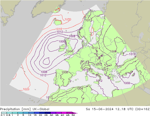 Precipitación UK-Global sáb 15.06.2024 18 UTC