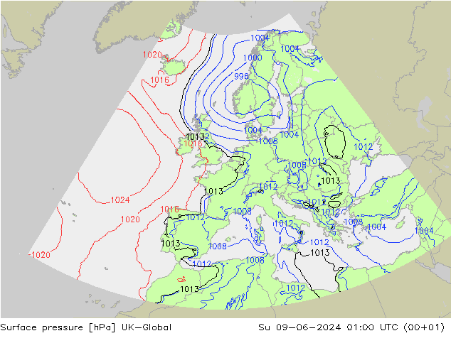приземное давление UK-Global Вс 09.06.2024 01 UTC