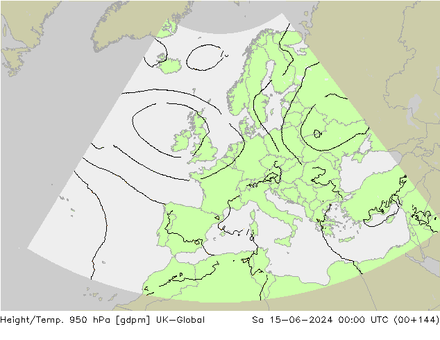 Géop./Temp. 950 hPa UK-Global sam 15.06.2024 00 UTC
