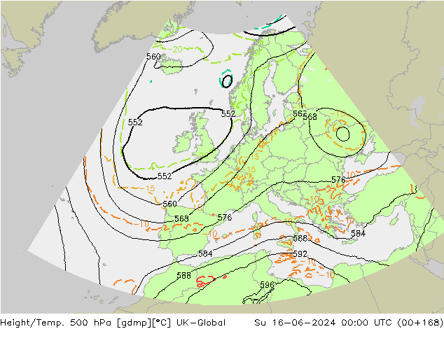 Géop./Temp. 500 hPa UK-Global dim 16.06.2024 00 UTC