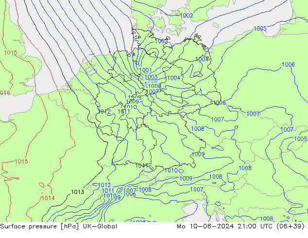 Surface pressure UK-Global Mo 10.06.2024 21 UTC