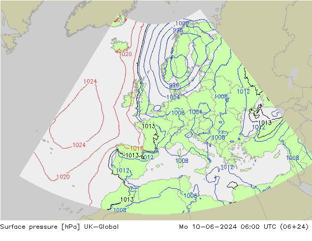 pressão do solo UK-Global Seg 10.06.2024 06 UTC