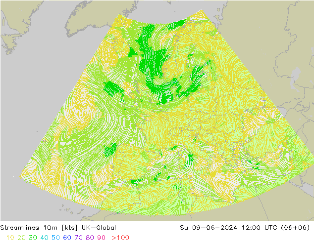 Rüzgar 10m UK-Global Paz 09.06.2024 12 UTC