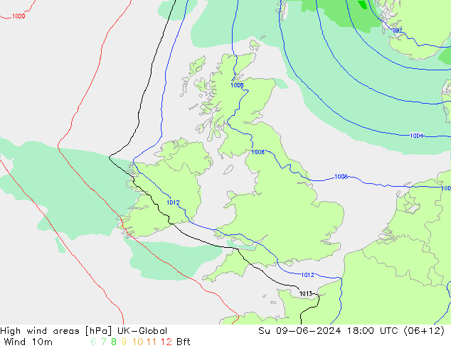 High wind areas UK-Global Su 09.06.2024 18 UTC