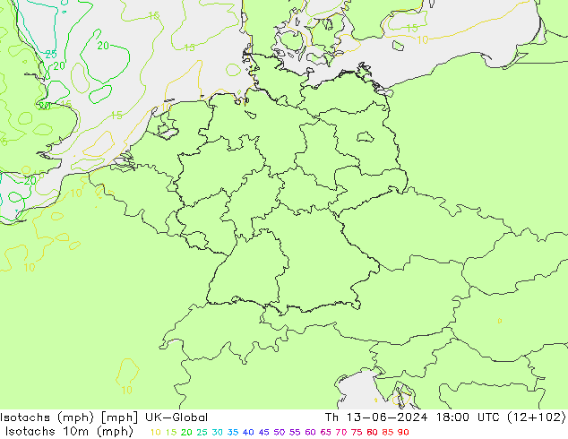 Isotachen (mph) UK-Global do 13.06.2024 18 UTC