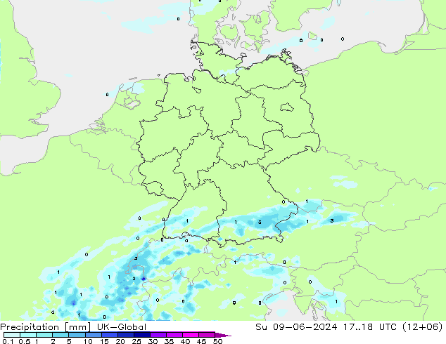 Precipitazione UK-Global dom 09.06.2024 18 UTC