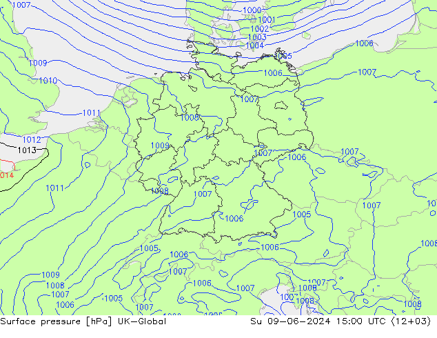 pression de l'air UK-Global dim 09.06.2024 15 UTC