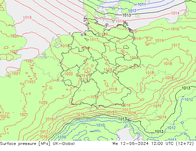 Luchtdruk (Grond) UK-Global wo 12.06.2024 12 UTC