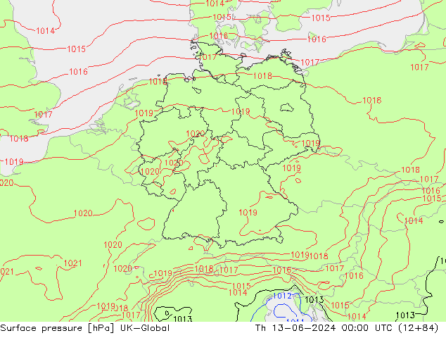 Atmosférický tlak UK-Global Čt 13.06.2024 00 UTC