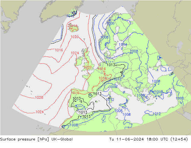 pression de l'air UK-Global mar 11.06.2024 18 UTC