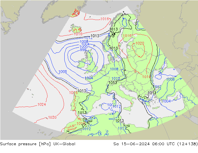 Surface pressure UK-Global Sa 15.06.2024 06 UTC