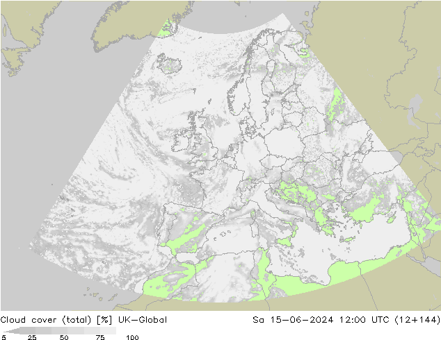 Nuages (total) UK-Global sam 15.06.2024 12 UTC