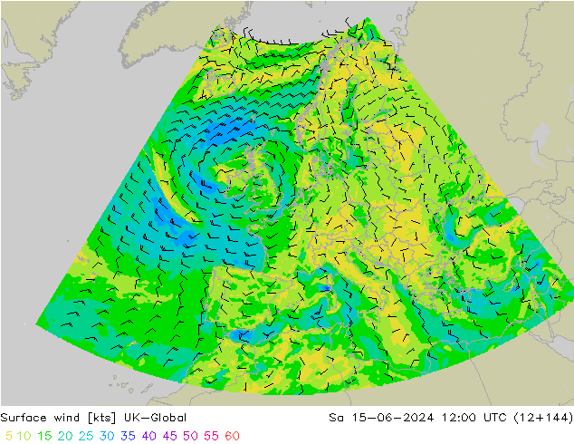 Surface wind UK-Global Sa 15.06.2024 12 UTC