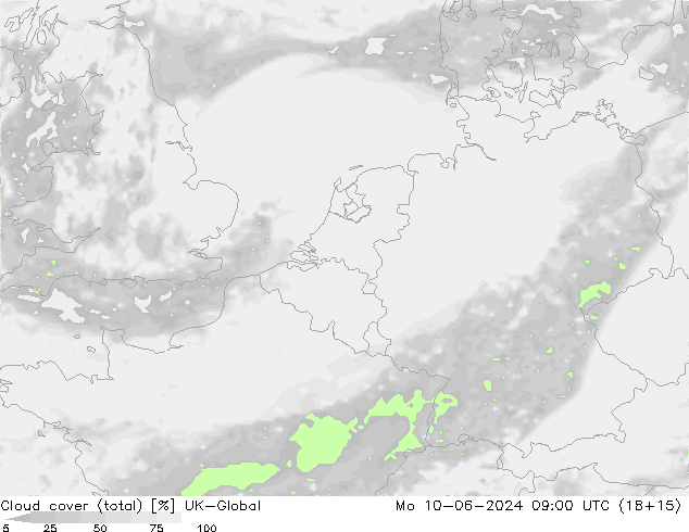 Bewolking (Totaal) UK-Global ma 10.06.2024 09 UTC