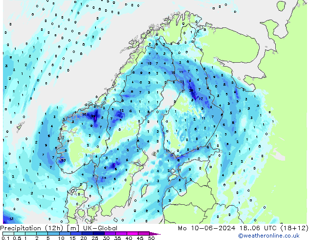 Precipitação (12h) UK-Global Seg 10.06.2024 06 UTC