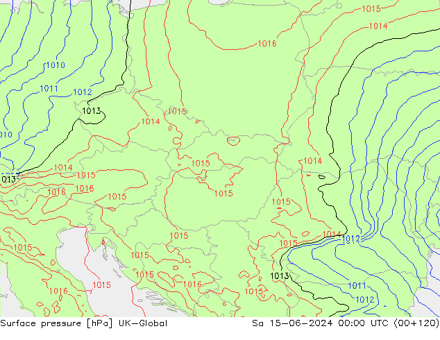 Surface pressure UK-Global Sa 15.06.2024 00 UTC