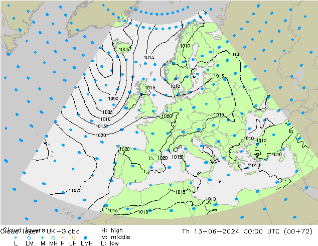 Wolkenlagen UK-Global do 13.06.2024 00 UTC
