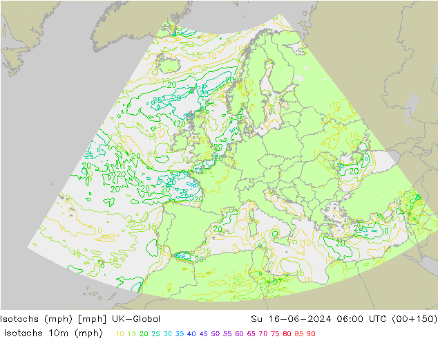 Isotachen (mph) UK-Global zo 16.06.2024 06 UTC