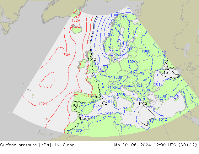 pressão do solo UK-Global Seg 10.06.2024 12 UTC